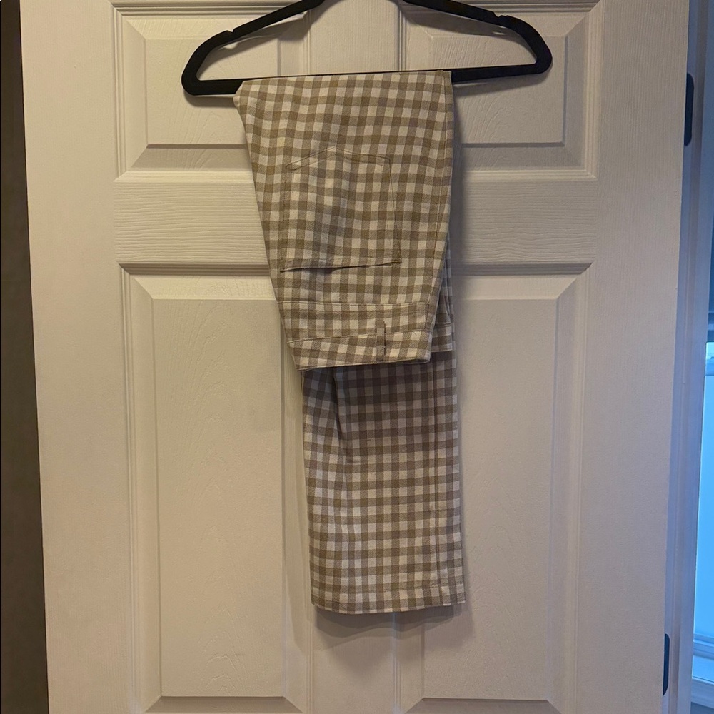 Checkered Tan and white reformation pants